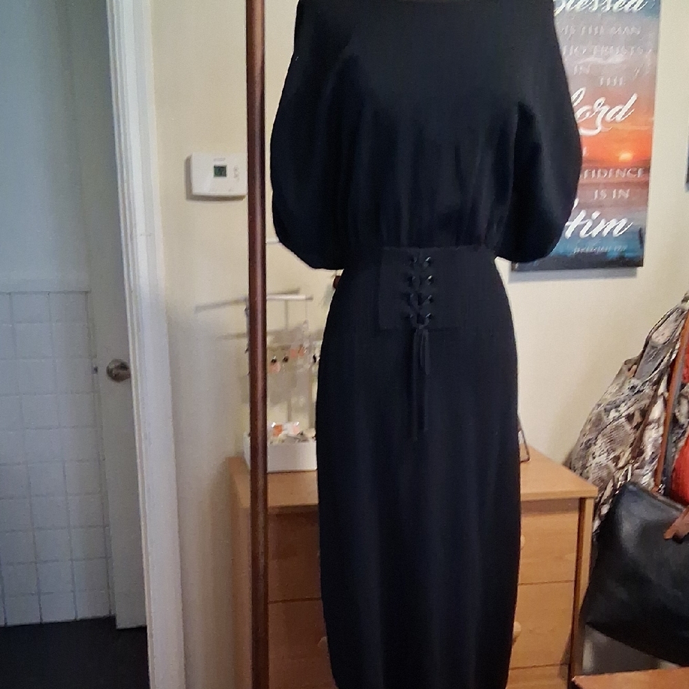 New York & Company Elegant Black Long Sleeve Dress